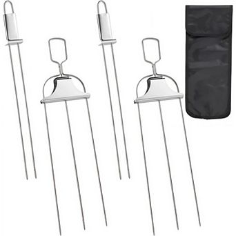 Stainless Steel Kabob Skewers with Push Rod Sliders 4 pc Set