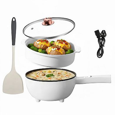 Electric Nonstick Hot Pot with Steamer Dual Power Overheat Protection