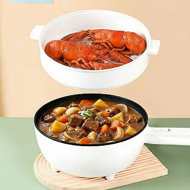 Electric Nonstick Hot Pot with Steamer Dual Power Overheat Protection