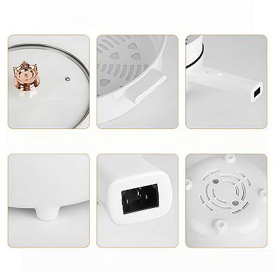Electric Nonstick Hot Pot with Steamer Dual Power Overheat Protection