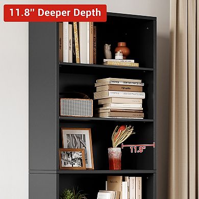 71.4" Tall Farmhouse Bookcase with 6 Tiers