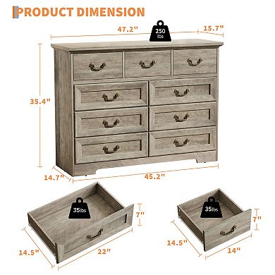 Dresser for Bedroom with 9 Drawers