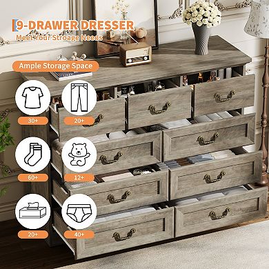 Dresser for Bedroom with 9 Drawers