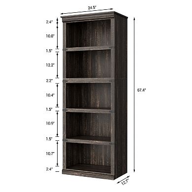 24.5" Wide 5 Tier Bookcase with Storage