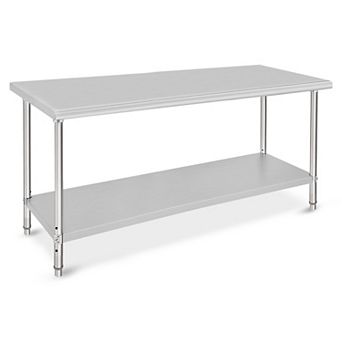 72x30x35 Inch Double-Decker Workbench Without Casters Or Rear Panel