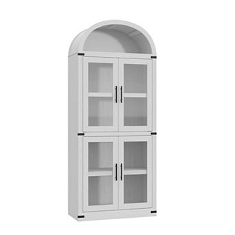 71 Inch Arched Bookcase with Doors