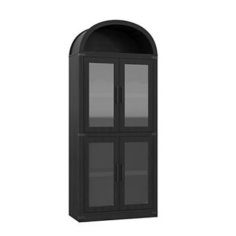 71 Inch Arched Bookcase with Doors