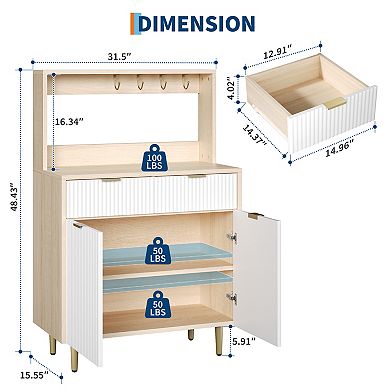 Modern Fluted Coffee Bar Cabinet with Storage