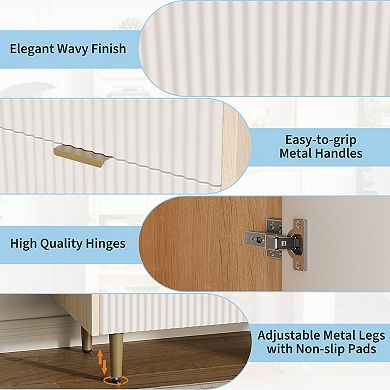 Modern Fluted Coffee Bar Cabinet with Storage