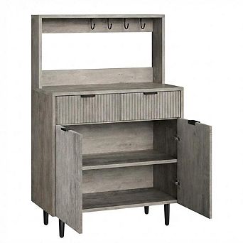 Modern Fluted Coffee Bar Cabinet with Storage