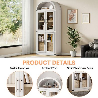 71.4 in Tall Farmhouse Arched Bookcase