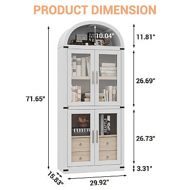 71.4 in Tall Farmhouse Arched Bookcase