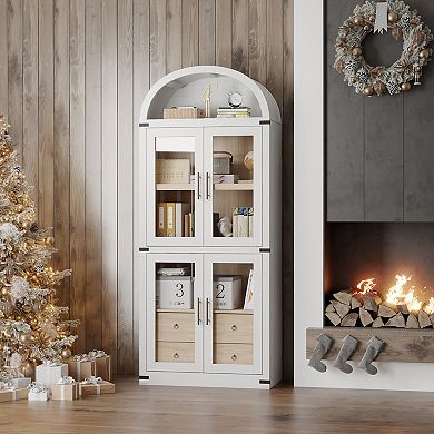 71.4 in Tall Farmhouse Arched Bookcase
