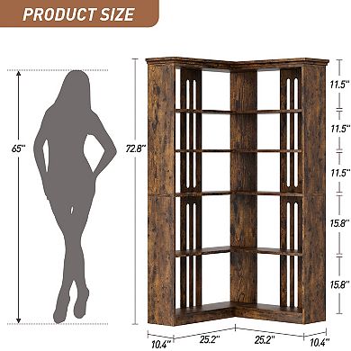 L-Shaped Corner Bookcase 72.8"