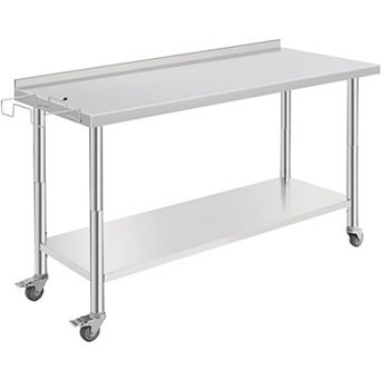 60"x24"x35" Workbench With Casters, Rear Backsplash, 08 Straight Edge, And Removable Trash Rack