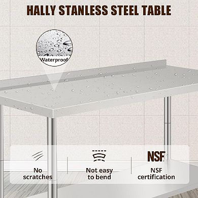 60"x24"x35" Workbench With Casters, Rear Backsplash, 08 Straight Edge, And Removable Trash Rack