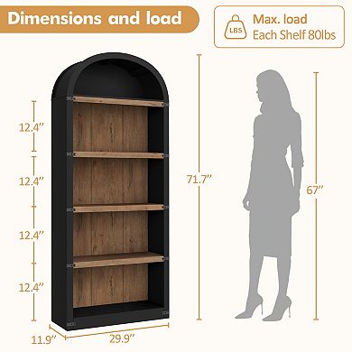 5 Shelf Arched Bookcase