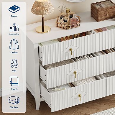 6 Drawer Fluted Dresser Wave Design