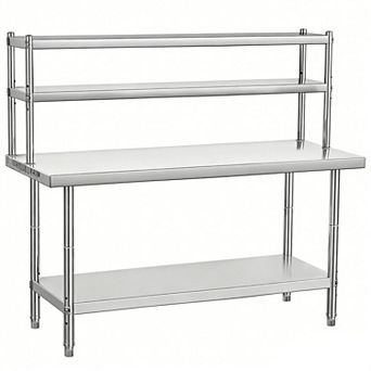 48" X 24" Stainless Steel Table with Overshelves