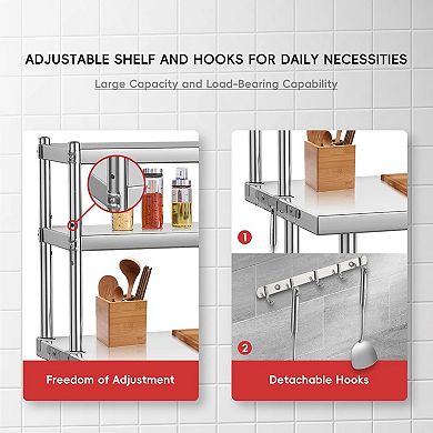 48" X 24" Stainless Steel Table with Overshelves