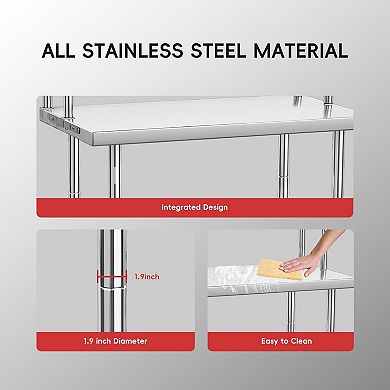 48" X 24" Stainless Steel Table with Overshelves