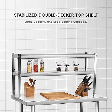 48" X 24" Stainless Steel Table with Overshelves