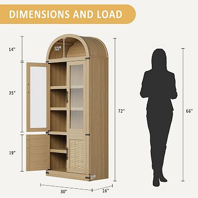 72" Tall Arched Bookcase