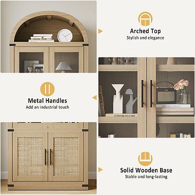 72" Tall Arched Bookcase