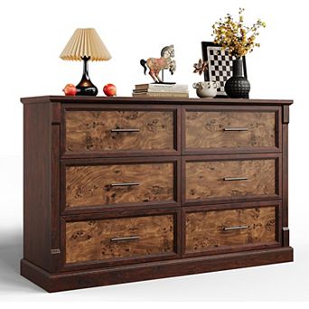 Brown 6 Drawer Dresser for Bedroom