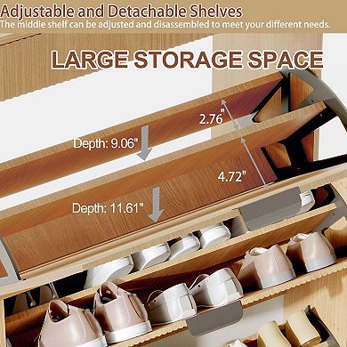 Shoe Storage Cabinet with 3 Flip-Drawer