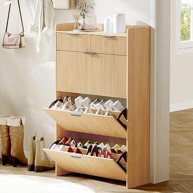 Shoe Storage Cabinet with 3 Flip-Drawer