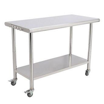 48"x24"x35" Workbench With Casters, 08 Rounded Edges With Hooks, Without A Rear Panel