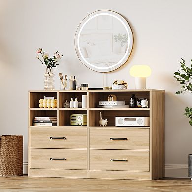 4 Drawers Dresser with 6 Open Cubbies