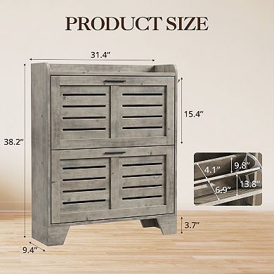 Shoe Storage Cabinet with 2 Flip Drawers