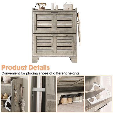 Shoe Storage Cabinet with 2 Flip Drawers