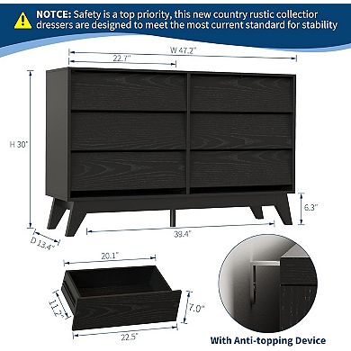 47" Wide & 6 Dresser for Bedroom
