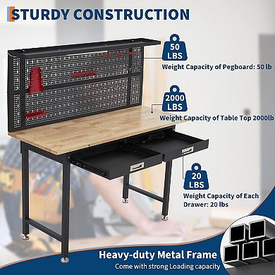 60-Inch Heavy-Duty Garage Workbench