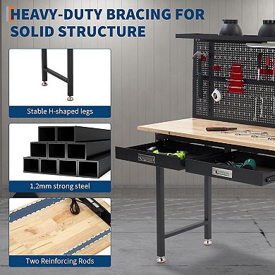 60-Inch Heavy-Duty Garage Workbench