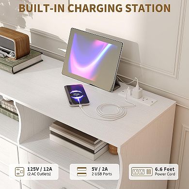 63 Inch 6 Drawer Dresser with RGB Lights & Power Outlet