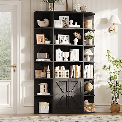 75 Inch MDF 6-Tier Tall Bookcase with Doors