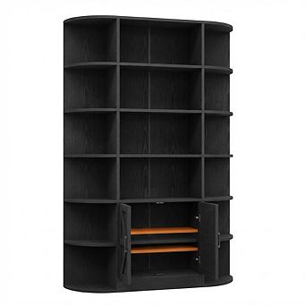 75 Inch MDF 6 tier Tall Bookcase with Doors