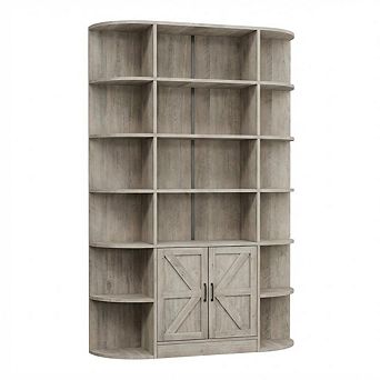 75 Inch MDF 6 tier Tall Bookcase with Doors