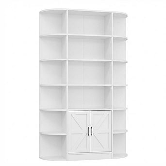 75 Inch MDF 6 tier Tall Bookcase with Doors