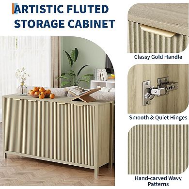 55" Fluted Sideboard Buffet Cabinet