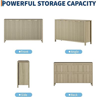 55" Fluted Sideboard Buffet Cabinet