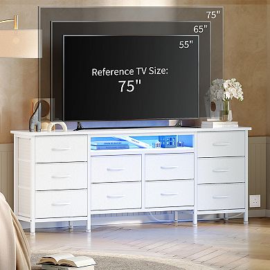 63 Inch TV Stand Dresser with 10 Drawers