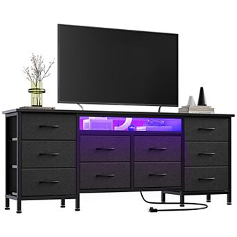 63 Inch TV Stand Dresser with 10 Drawers