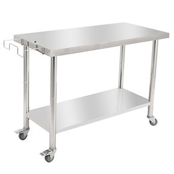 48"x24"x35" Workbench With Casters，08 Straight Edge,Removable Trash Rack,Without Rear Splash Board