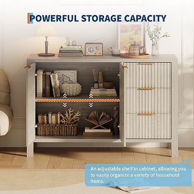 47 Inch Fluted Sideboard Buffet Cabinet