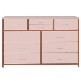 TV Console Table Entertainment Center with 10 Fabric Drawers